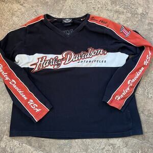 Harley Davidson Long Sleeve V-Neck T-Shirt, Women's size 1W